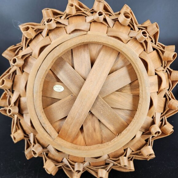 Vintage Porcupine Curls Pokey Round Wicker Basket with Handle Woven Carrier 9" - Picture 5 of 10